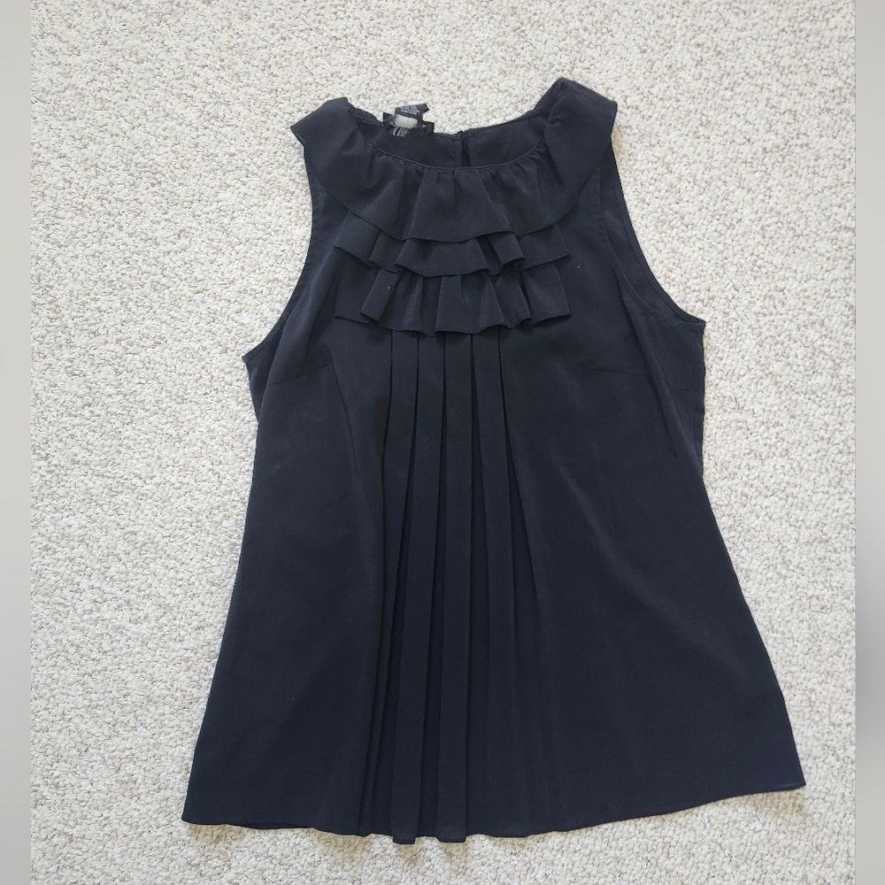 Spense Black Sleeveless Ruffle Sleeveless Tank Top Blouse Small